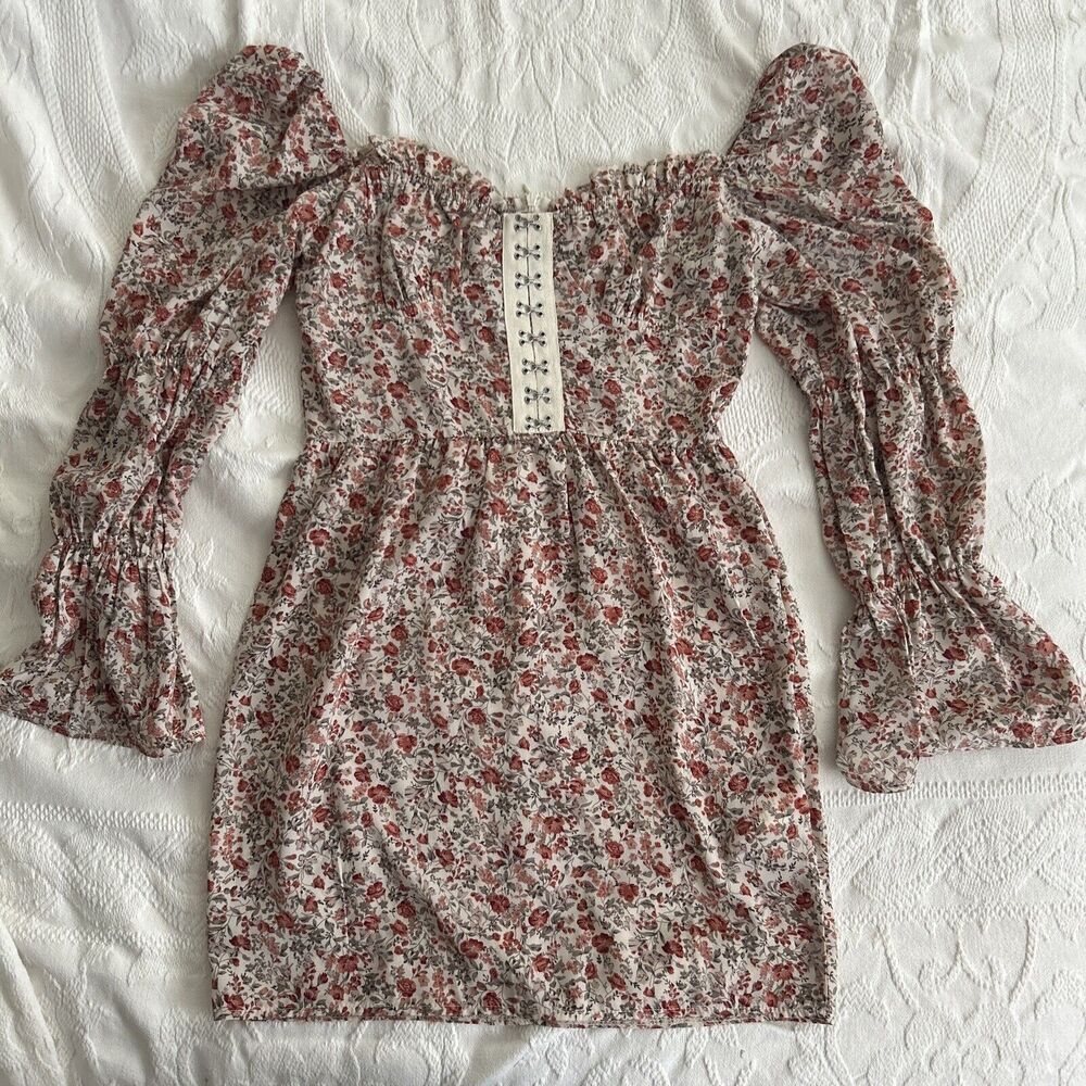 Romantic Cottagecore ASOS SAINT GENIES HOOK & EYE FLORAL ROSE MINI DRESS SIZE 4 - Picture 11 of 16